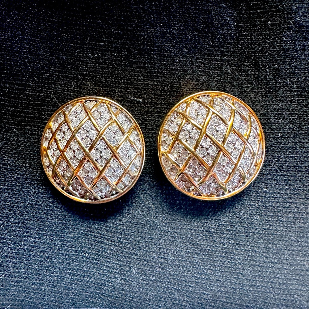 Goldtone Swarovski Crystal Clip Earrings